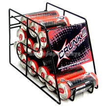 Productos de licor Tienda minorista Encimera Alambre de metal en polvo negro Publicidad 12 Estantes de exhibición de latas de cerveza